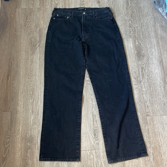 Abercrombie & Fitch rigid baggy Straight Jean Black Wash 34 x 34 denim - Picture 4 of 6